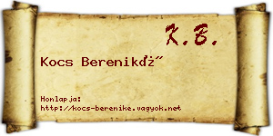 Kocs Bereniké névjegykártya